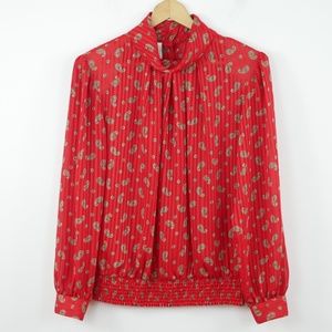 Vintage Laura & Jayne Red Paisley High Neck Sz 16